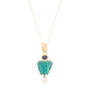 TAGLIAMONTE Made In Italy 18kt Gold Plated Green Venetian Glass Necklace